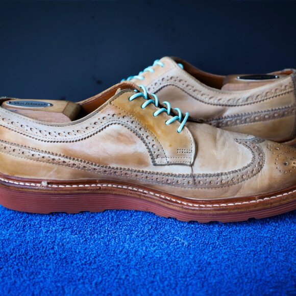 SALE -Allen Edmonds 8.5-D Shannon Drive Burnished Walnut Wingtip Mens Dress Shoe - Picture 7 of 11